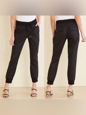 LEVEL99 Gabrielle Jogger Midnight Linen Drawstring Pants Black Women's M Classic